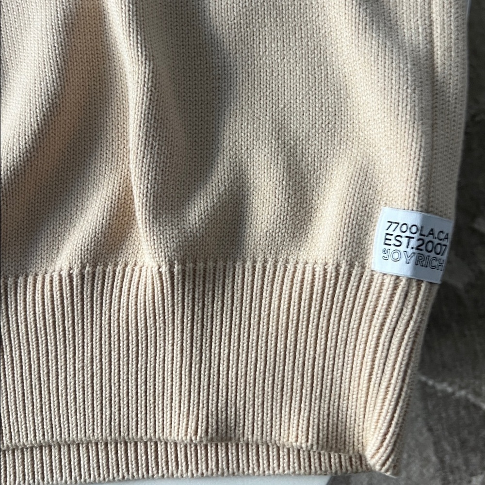 JOYRICH Teddy Bear Preppy Heavyweight Knit Beige Sweater Men's Large - Picture 10 of 11